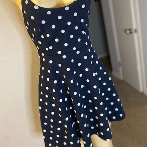 Blue and white polkadot dress